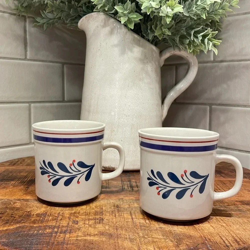 Newcor Stoneware Coffee Cups Mugs Set of 2 Excellent Condition